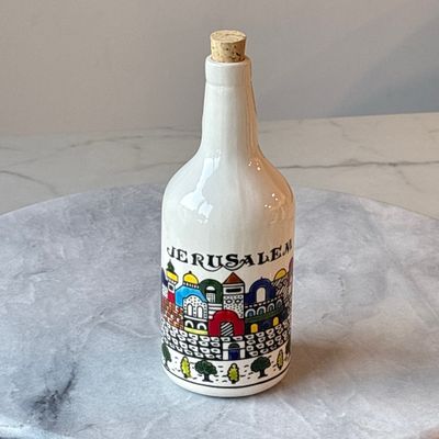 Palestinian Ceramic Oil Jug – Jerusalem, Hand-painted