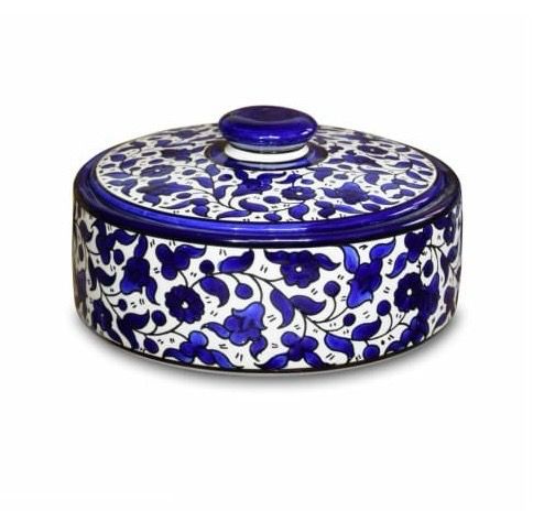 Hand Painted Ceramic Sweet Pot Blue and White