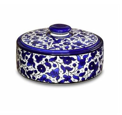 Hand Painted Ceramic Sweet Pot Blue and White