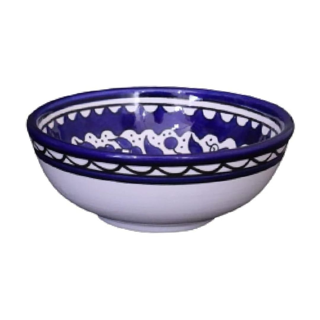 Handmade Blue &amp; White Ceramic Deep Bowl 12 cm