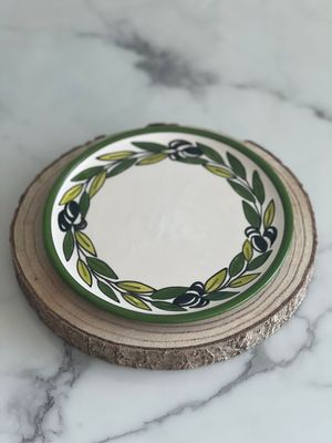 Palestinian Ceramic Dinner Plate – Olive, Hand-painted