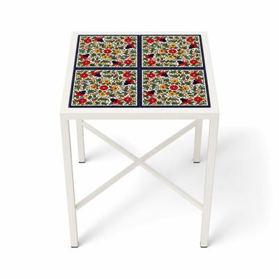 Side Table with Palestinian Ceramic Tiles – Palestine Garden, Multi-colour