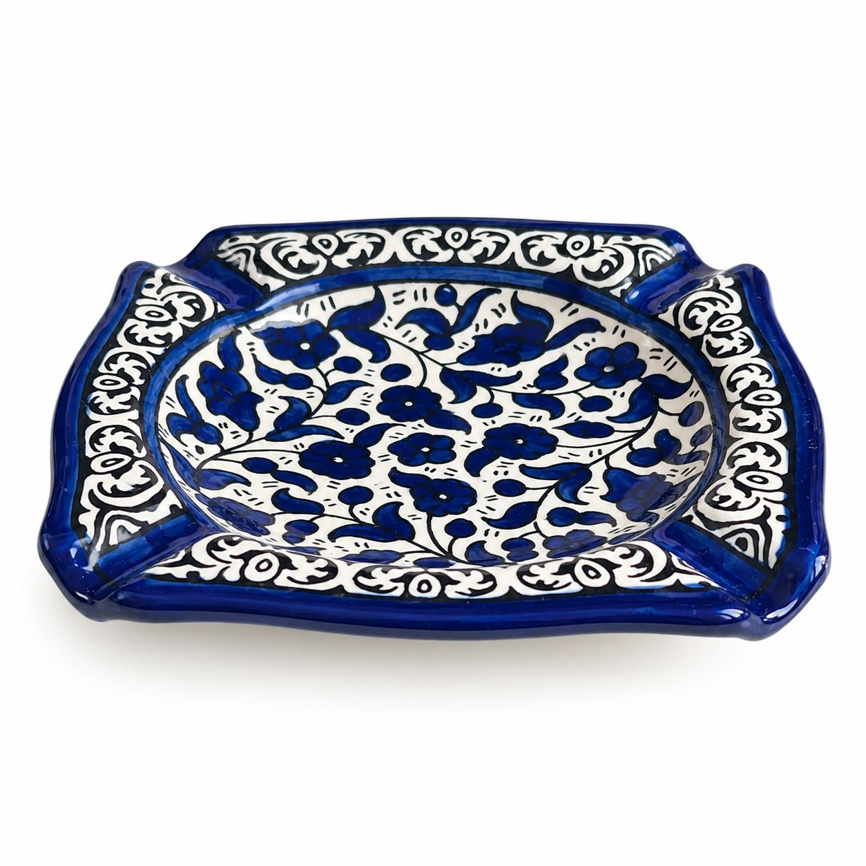 Square Ashtray Blue and White