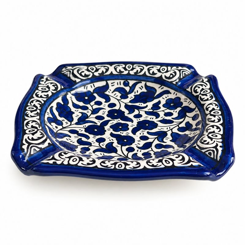 Square Ashtray Blue and White