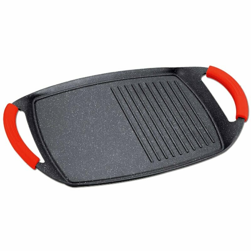 Royalty line RL-BTG47M: Grill in Alluminio Pressofuso Rivestito in Marmo con due Maniglie 47 Cm