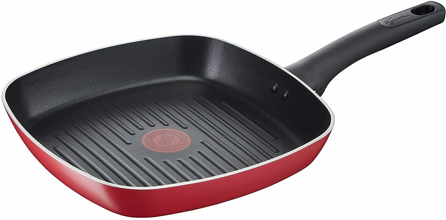 Lagostina Cucina Mediterranea Grill Antiaderente, Alluminio, Rosso 26cm