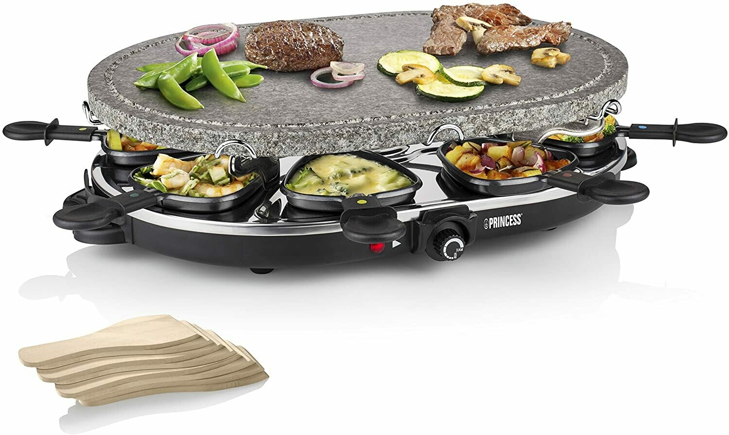 Princess 01.162720.01.001 8 Oval Stone Grill Party Combinazione di Raclette e Griglia