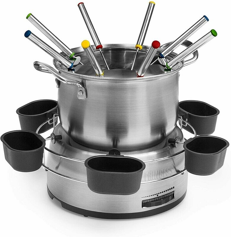 Princess 172680 Set fonduta Family, 800 W, in Acciaio Inox, Argento