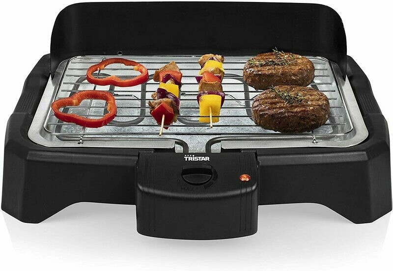 Tristar Barbecue Elettrico da Tavolo BQ-2824, 2000 watt, Paravento, 34,5 x 23 cm