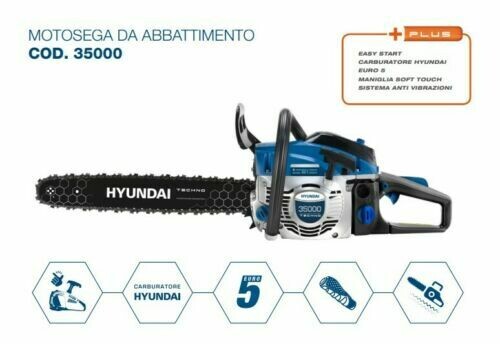 Motosega Da Abbattimento Hyundai 35000 A Scoppio Benzina 2 Tempi Barra 45 Cm