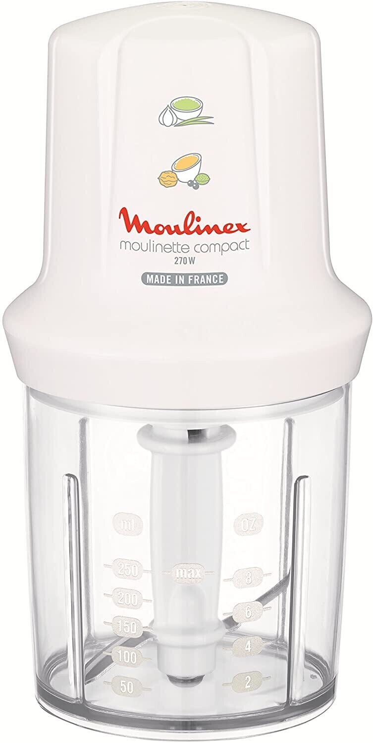 Moulinex DJ3001 Moulinette Compact, 270 W, 43 Decibel, plastica, Bianco