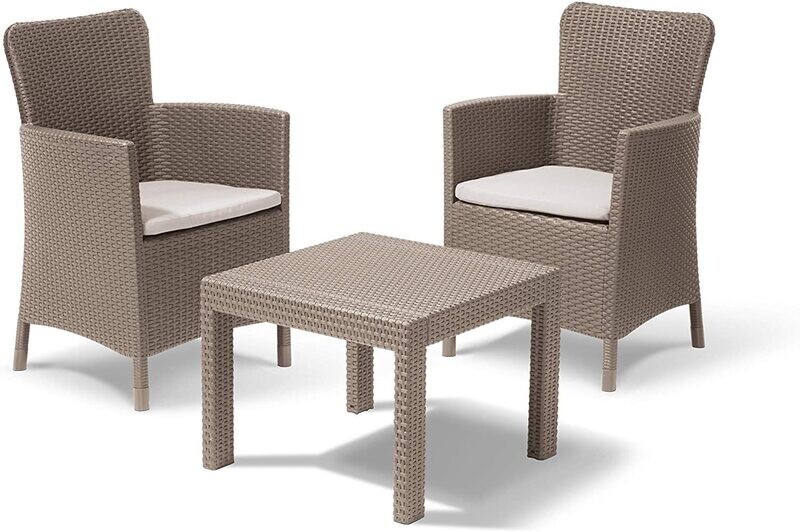 Keter Salvador Balcony Set, Set Mobili da Esterno 2 Poltrone e Tavolino Cappucino