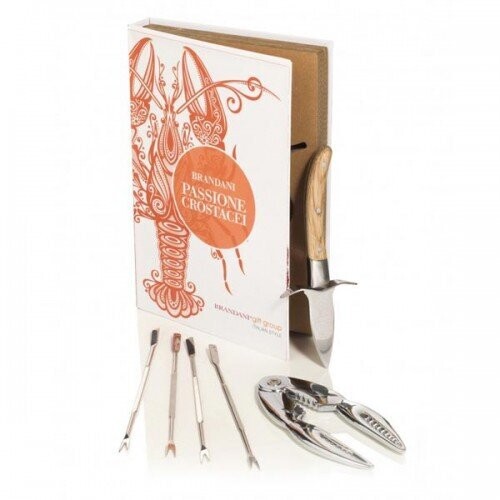 SET PASSIONE CROSTACEI 6 PEZZI IN ACCIAIO INOX, ZINC ALLOY E LEGNO