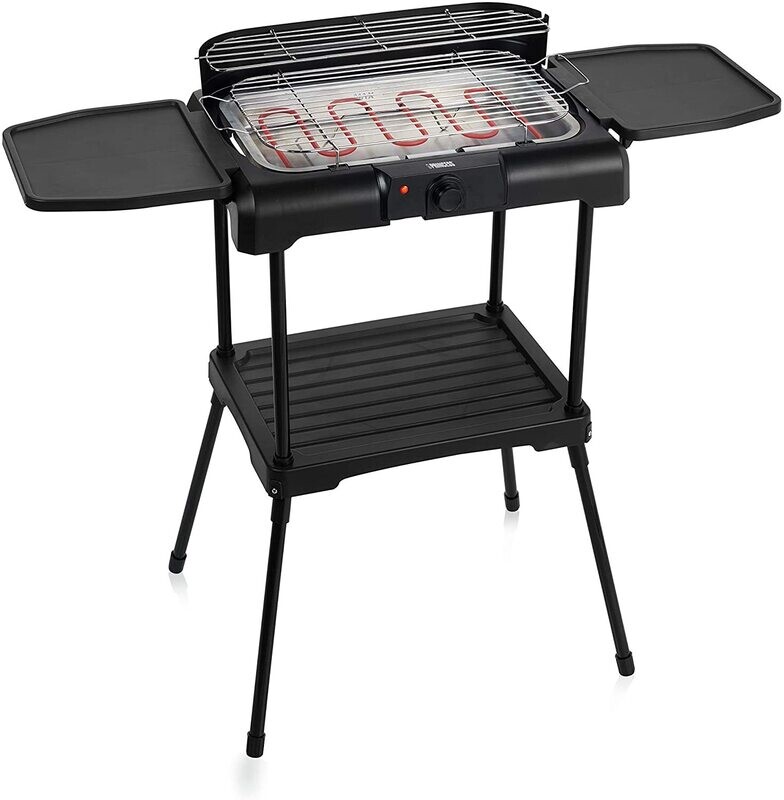 Princess Barbecue Elettrico con Mensole, 2200 watt, Sistema anti-fumo, Paravento, Superficie di 40 x 24.5 cm, Nero