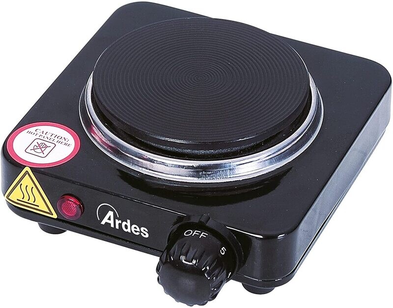 Ardes AR1F18 Fornello Elettrico TIKAPPA F18 in Acciaio Verniciato Diametro Piastra 10,5 cm in Ghisa con Termostato