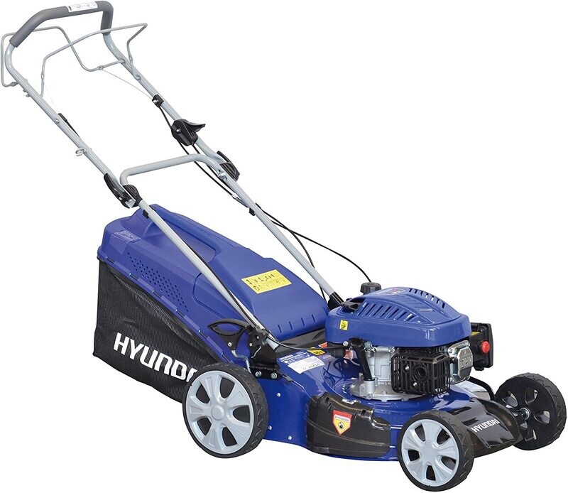 Hyundai 65470 Rasaerba trazionato con Sistema di Taglio 4 in 1 Raccolata Posteriore+Scarico Laterale + Mulching