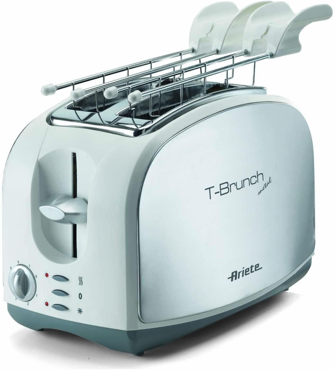 Ariete Tostapane T-Brunch Metal, 600 W, Acciaio Inossidabile, 2 Scomparti, Argento