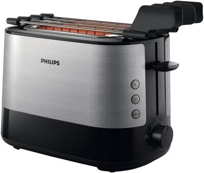 Philips HD2639/90 Viva Collection Tostapane con Lati in Metallo e Pinza per Sandwich, 650 W