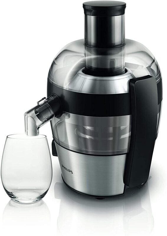 Philips HR1836/00 Centrifuga per Frutta e Verdura dal Design Compatto, con QuickClean Pulisci Facile Viva Collection, 1,5 Litri, 500 Watt [Classe di efficienza energetica A]