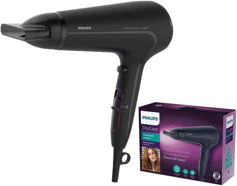 Philips HP8230/00 ThermoProtect Asciugacapelli, 2100 W, Nero
