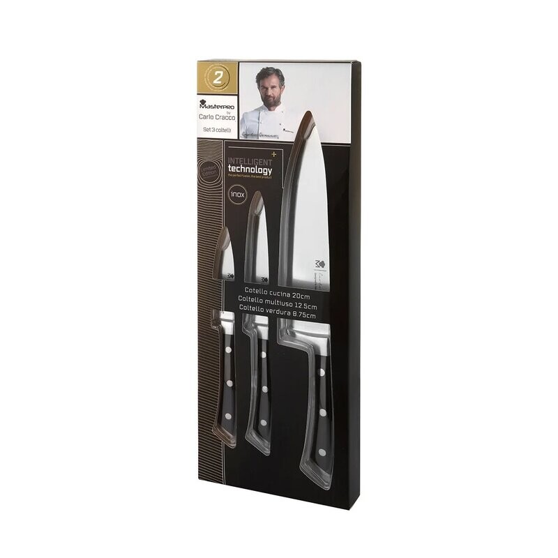 MASTERPRO CRACCO SET 3 COLTELLI IN ACCIAIO INOX