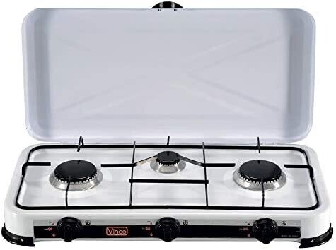VINCO Fornello A Gas Gpl 3 Fuochi Bruciatore 1.4 Kw 76003 Campeggio Camper