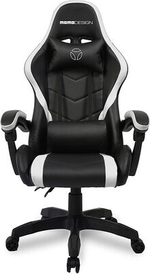 Momo Design MD-GC005A-KW sedia per videogioco Poltrona per gaming Seduta imbottita Nero, Bianco