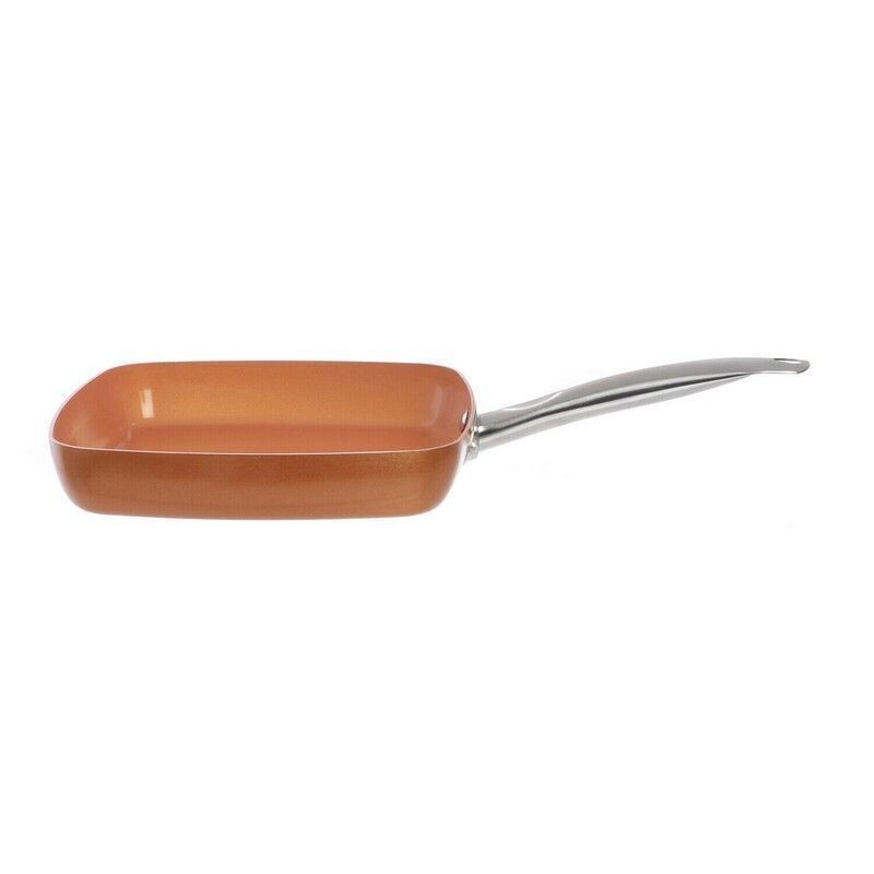 Padella Quadrata Cm 24X4 Induzione Manico Acciaio Rame