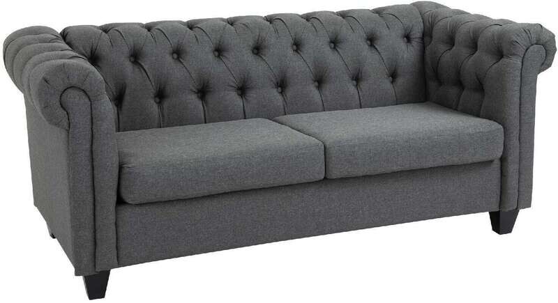 DECHOME Divano Chesterfield 2 Posti con Rivestimento in Tessuto Grigio - 907833