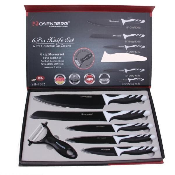 SET 6 COLTELLI con rivestimento in ceramica in elegante scatola REGALO