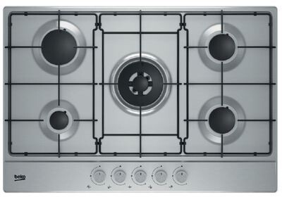 Beko HAW752C4SX Piano Cottura a Gas 4 Zone + 1 Bruciatore Wok 75 cm Acciaio Inox