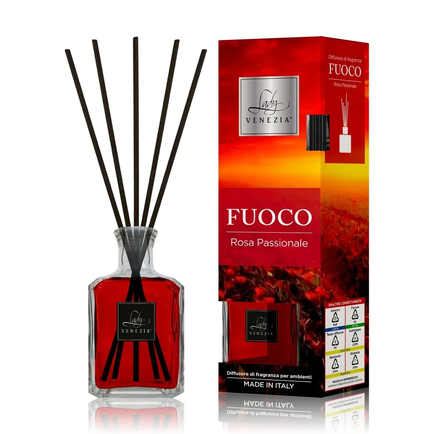 Maxi Diffusore Ambiente Cubo "Fuoco" con Bastoncini - 4 Fragranze - 250 ml