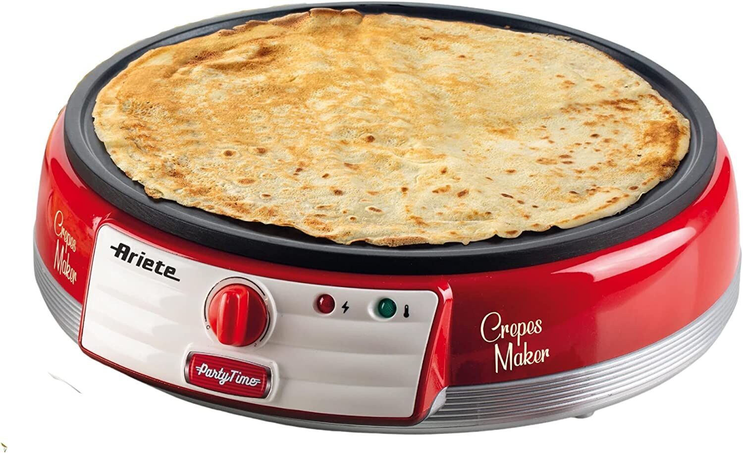 Ariete 202 Crepes Maker Party Time, Piastra Elettrica per Crepes, 1000 W, Piastra Antiaderente, Rossa