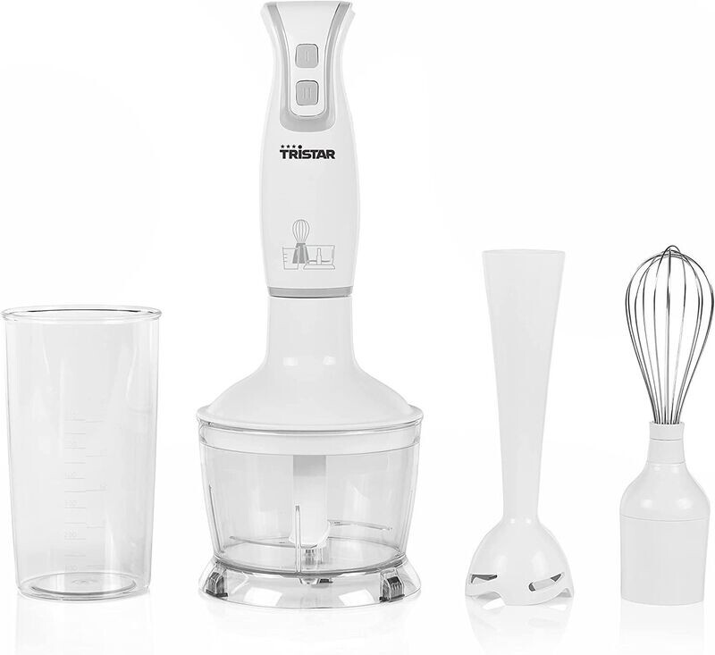 Tristar MX-4801 Impastatrice Manuale-5 Livelli di velocità/incl. 2 Ganci per impastare e 2 fruste, Funzione Turbo (250 Watt), Plastica, Bianco