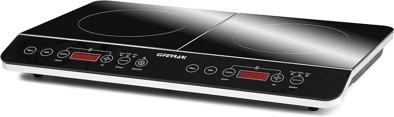 G3 Ferrari G10047 Piastra ad Induzione Doppia "Hi-Tech Chef", 3500W, Vetro Temperato, Nero