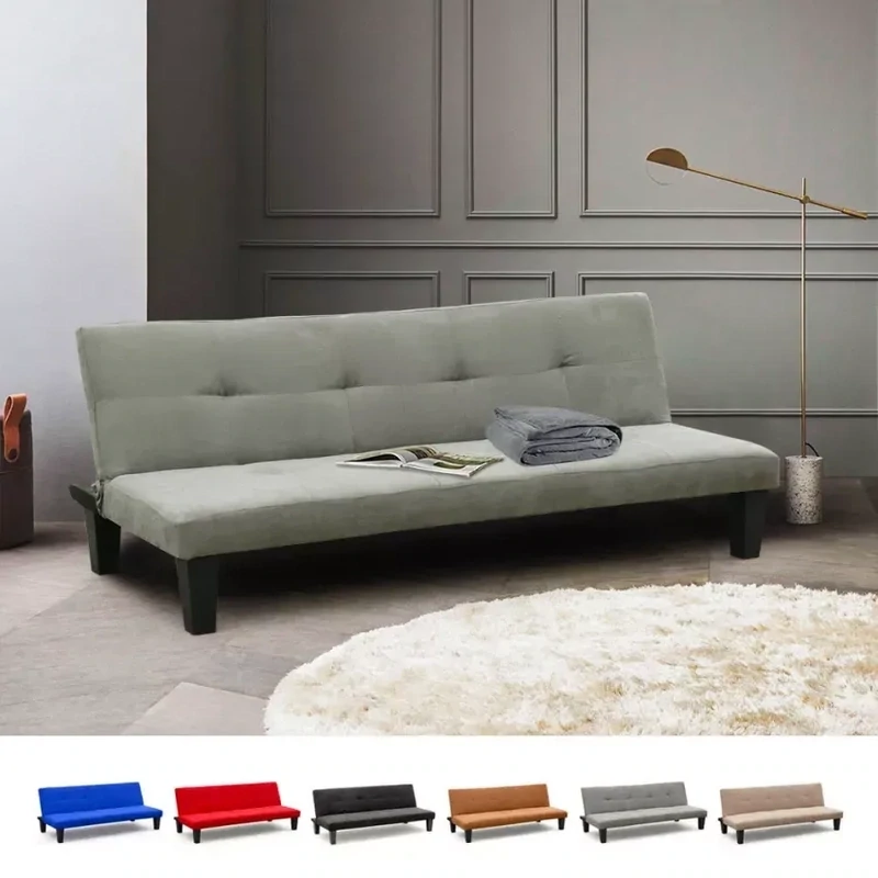 Divano Letto 2 Posti Microfibra Con Piedini Onice Per Casa E Sale D'attesa Pronto Letto - Disponibile : NERO - GRIGIO - BLU