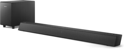 PHILIPS AUDIO B5305/12 Soundbar Bluetooth con Subwoofer Wireless, 2.1 Canali, 70 W, HDMI ARC, Design Geometrico con Staffa per Montaggio a Parete