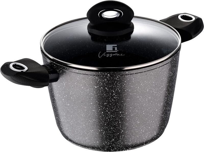Bergner by Vissani Pastaiola 22cm in alluminio forgiato con coperchio in vetro per induzione