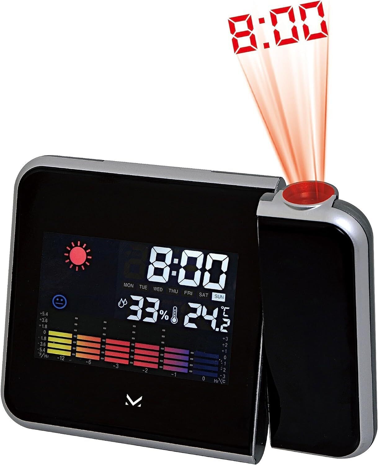 Majestic WT 229 – Sveglia digitale con termometro e retro proiezione  dell'ora, nero