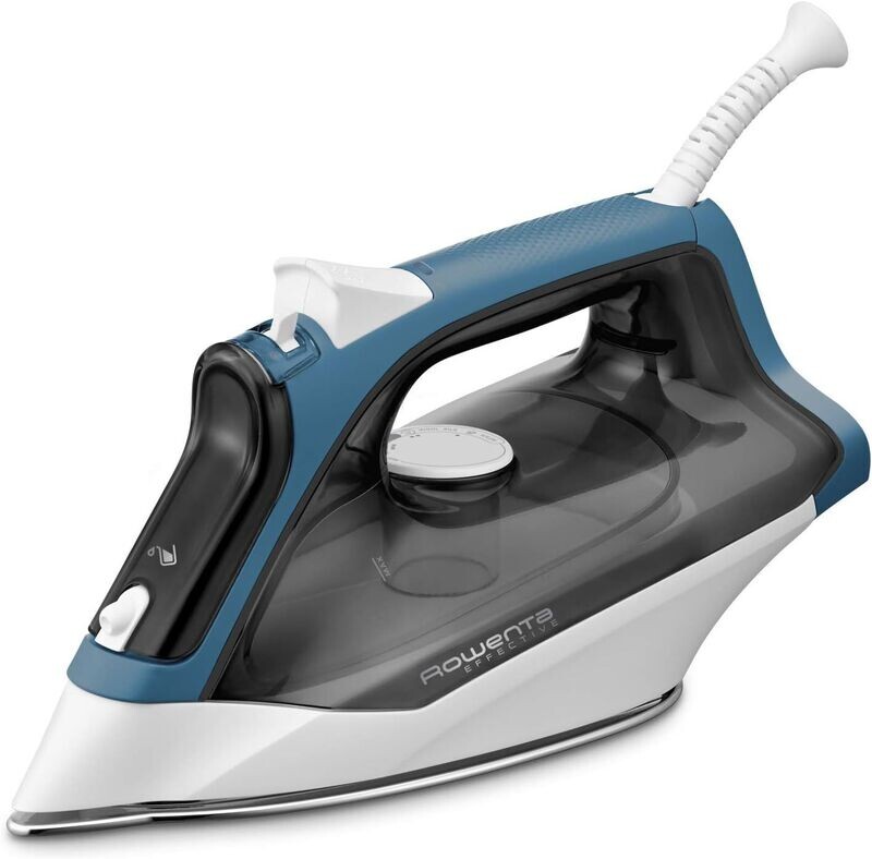 Rowenta DX1550 Effective 2, Ferro da Stiro a Vapore, con Anticalcare Integrato, con Funzionalità di Spegnimento Automatico, Colpo Vapore 110 g, Potenza 2200 W, Grigio/Blu