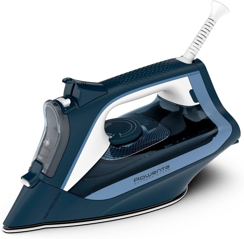 Rowenta DW4308 Express Steam, Ferro da Stiro, 2500W di Potenza, Colpo di Vapore di 150 g/min, Punta di Precisione, Sistema Anti-Calcare, Blu
