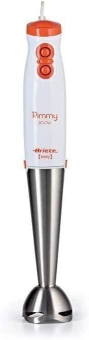 Ariete 881 Pimmy 200 W, Frullatore a Immersione, 200 W, 2 Velocità, Lama in Acciaio inox, Gancio in Gomma in Dotazione, Bianco/Arancione