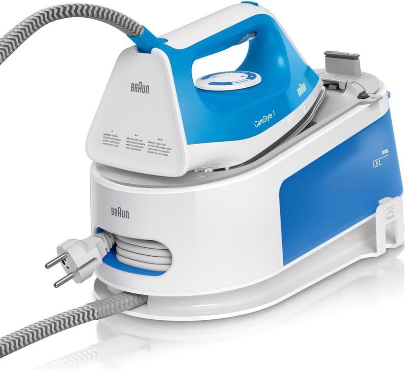 Braun Carestyle1 IS1012BL, Ferro Generatore Di Vapore, Carica Continua, Termostato Regolabile, Tanica 1,5L, AUTOSPEGNIMENTO, Sistema Sicurezza,Bianco/Blu