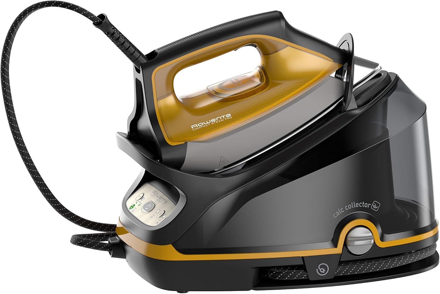 ROWENTA Compact Steam PRO DG7644 Ferro da Stiro a Vapore, 2200 W, 1100 milliliters, Nero/Giallo