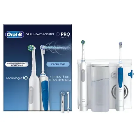 Oral-B Idropulsore con 1 Beccuccio Oxyjet, 1 Beccuccio Con Getto D’acqua, 1 Spazzolino Elettrico Pro Series 1, 2 Testine Di Ricambio. 1 Idropulsore