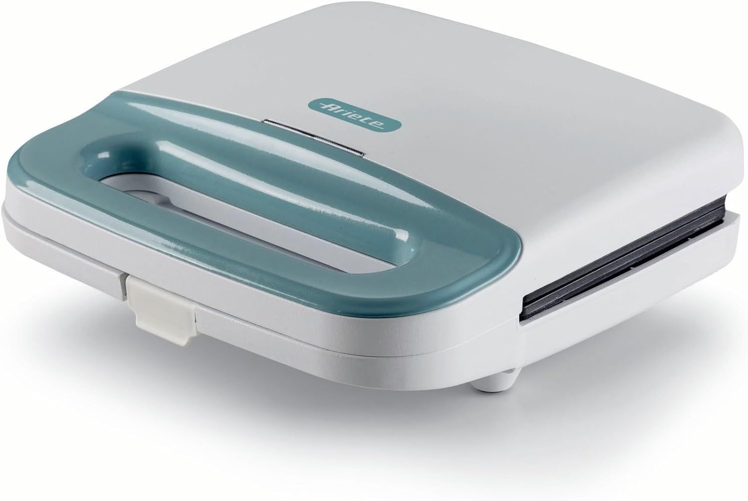 Ariete 1971 Tostiera Breakfast, Piastra elettrica per toast, sandwich e panini, 750W, Piastre fisse grill, Rivestimento antiaderente, Posizione e riponimento verticale, White & Aegean Teal