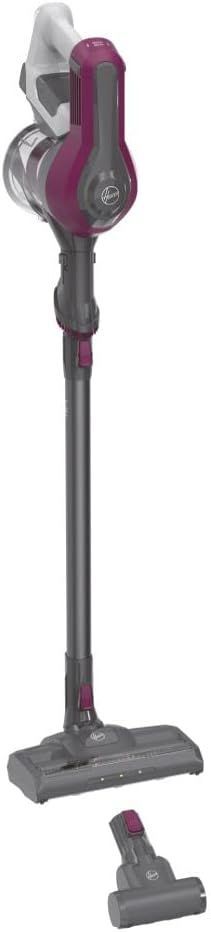 Hoover HF1 HF110P Aspirapolvere Senza Filo, Senza Sacco, 170 W, 0,9 Litri, Autonomia 30 Minuti, Spazzola Animali, Luce LED, 26x23,4x112 cm, Magenta