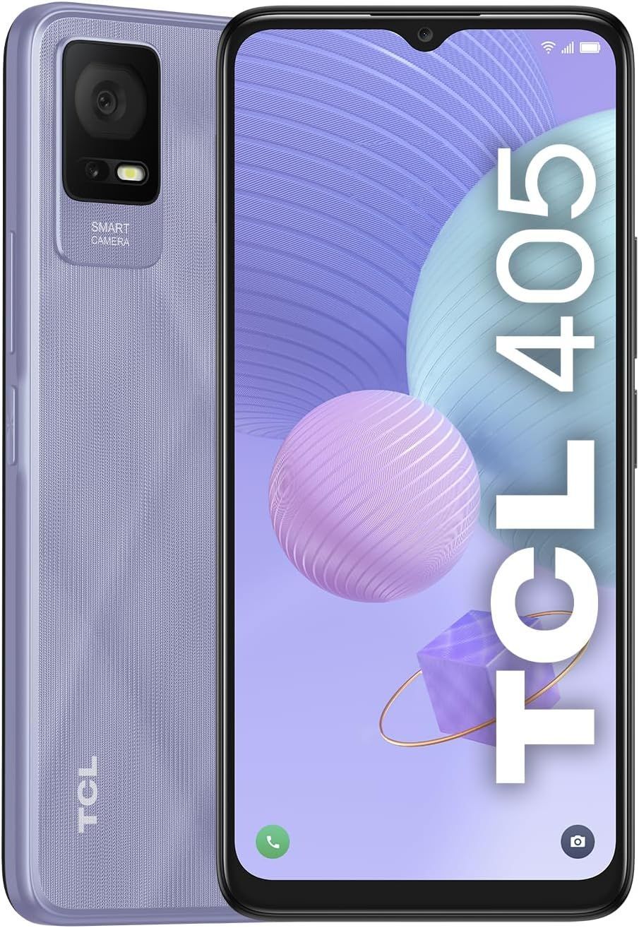 TCL 405 - Smartphone 4G 32GB, 2GB RAM, Display 6.6" HD+, Android 12 Go Edition, Dual Camera da 13 Mp, Batteria 5000 mAh, Dual Sim Lavander Purple [Italia]