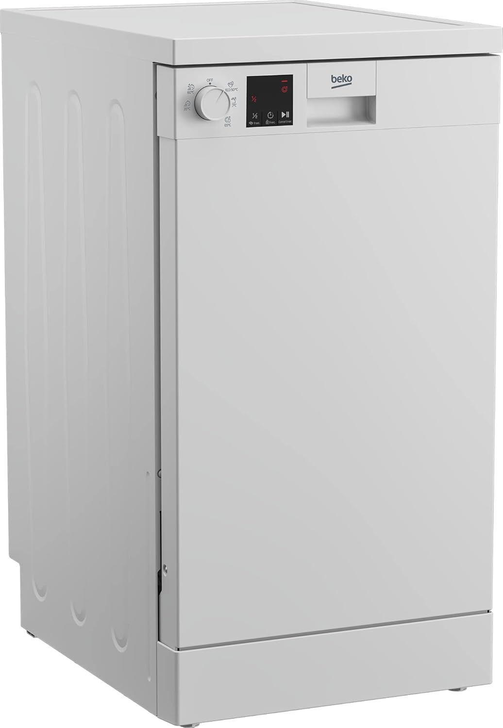 BEKO - DVS05024W - Lavastoviglie SLIM libera installazione - display - 10 coperti - HxLxP: 85 x 44,8 x 60-49 dBA [Classe di efficienza energetica E]