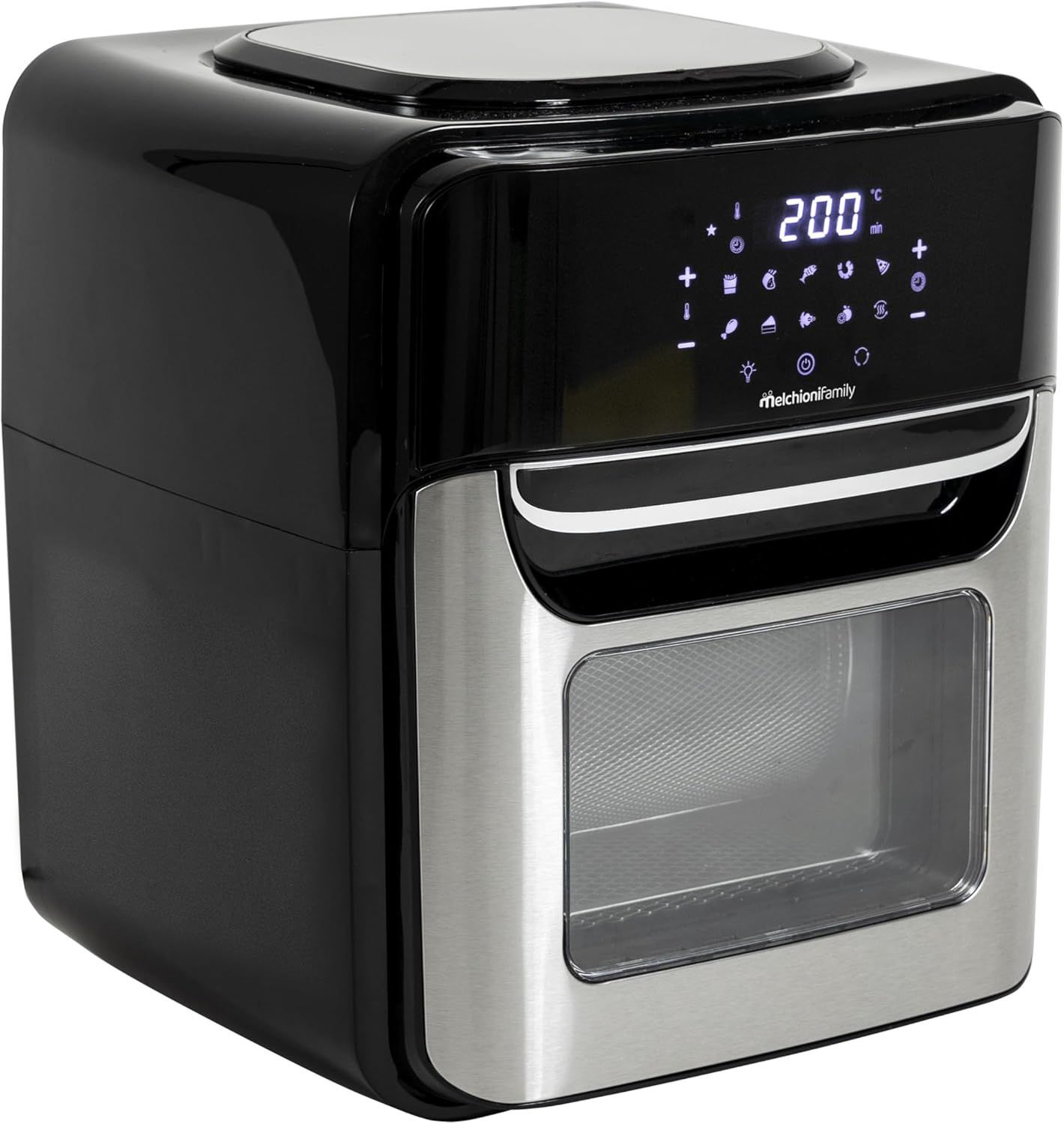 Melchioni Family | Friggitrice ad Aria Smart VIRGINIA, Capacità 12L, Timer 1/90 minuti, con Wifi Compatibile con Google e Alexa, Air Fryer Multiprogramma con App, 80-200°, 1700 W, Colore Nero